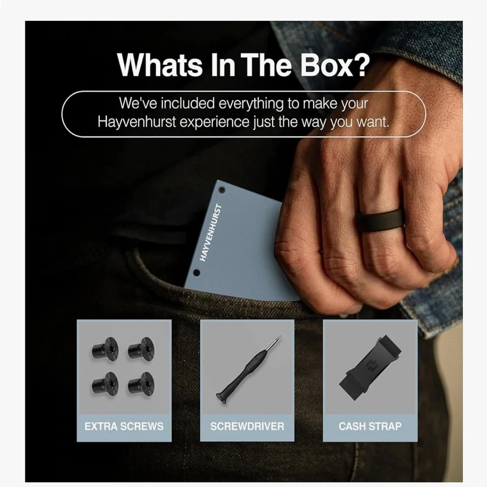 NEW Hayvenhurst Wallet for Men - Slim RFID Blocking Metal Wallet with Money Clip